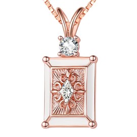 VANAODUC Birthstone Necklaces for Women,Anniversary Birthday Gifts for Girlfriend Grandma Wife Her Mom, 18K White Gold/Rose Gold /14K Gold Necklace Womens Fashion Jewelry Square Pendant