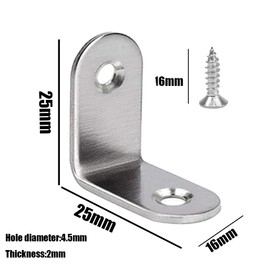 BuxiuGK 20 Pieces Corner Brackets 25 x 25mm,L Shape Right Angle Stainless Steel Metal Brackets with Screws for Desk, Table, Chairs,Wood Furniture Cabinets