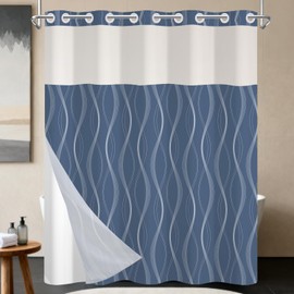 NAEMBCU No Hook Shower Curtain and Liner Set 71" x 74"