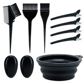 latikaly Hair Dye Set, 9 Piece Set, Hair Dye Set, Hair Dye Brush, Professional Hair Dye Brush Set, Hair Color Comb, Hair Coloring Bowl, Ear Cover, Hair Dye, Hair Clip, DIY Hair Dye, Reusable, Unisex