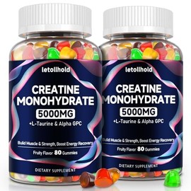 Gomitas de monohidrato de creatina de 5 g para mujeres y hombres - Gomitas de creatina masticables pre-entrenamiento para mujeres con L-taurina y...  