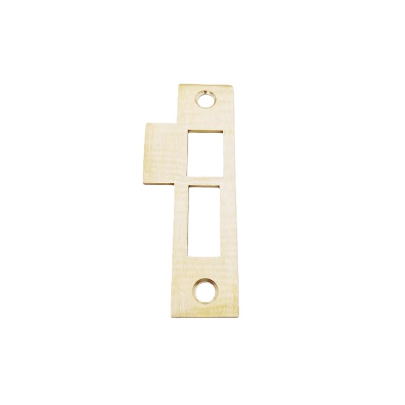 3-7/8" Brushed Brass Mortise Strike Plate, Solid Brass Door Latch