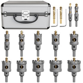 CATITO 16Pcs (9/16" to 2-1/8") Heavy Duty Carbide Hole Saw Kit, Metal Steel Hole Saw Drill Bit, TCT Hole Cutter, with Titanium Plated Pilot Drill & L-Wrench, Ideal for Metal, Aluminum, Iron, Stainless