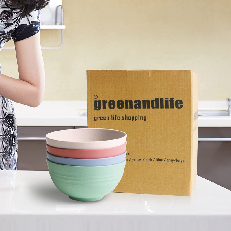 greenandlife Lightweight & Unbreakable Wheat Straw Bowl - Noodle Fruit