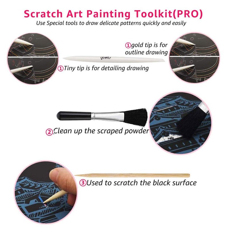Scratch Painting, Scratch Art Rainbow Paper A4 for Adults and