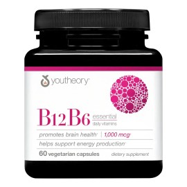 ⚡️🧠 Youtheory Vitamina B12 + B6 | Suplemento Daily Energy, 60 Cápsulas 💖