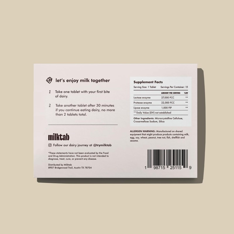 milktab - Superpowered Lactase Pills - Fast-Act Lactase Tablets for
