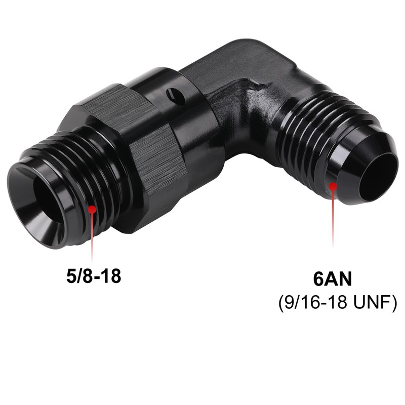 Podavelle 6AN Male to 5/8-18 Inverted Flare 90 Degree Adapter