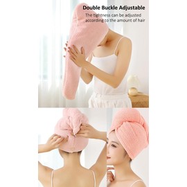 Women's Coral Fleece Thickened Shower Cap, Anti-frizz and Super Absorbent Hair Towel, Hair Towel for Wet Hair, Super Soft Double Thick Dry Hair Cap (Pink, One Size)