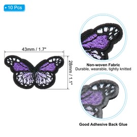 PATIKIL Butterfly Iron on Patch,10 Pcs Butterfly Embroidered Applique Sew on Decorative Patches for Repair Decoration Clothing Hats Jackets Backpack, 1.7" Lx1.1 W, Purple