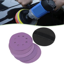 ECSiNG 5-Inch 8 Hole 10x Sanding Discs with 1x Handheld Hook and Loop Foam Pad for Wood, Metal, and Auto Body Reusable Wet & Dry Sanding Block, 60/80/120/240/320 Grit