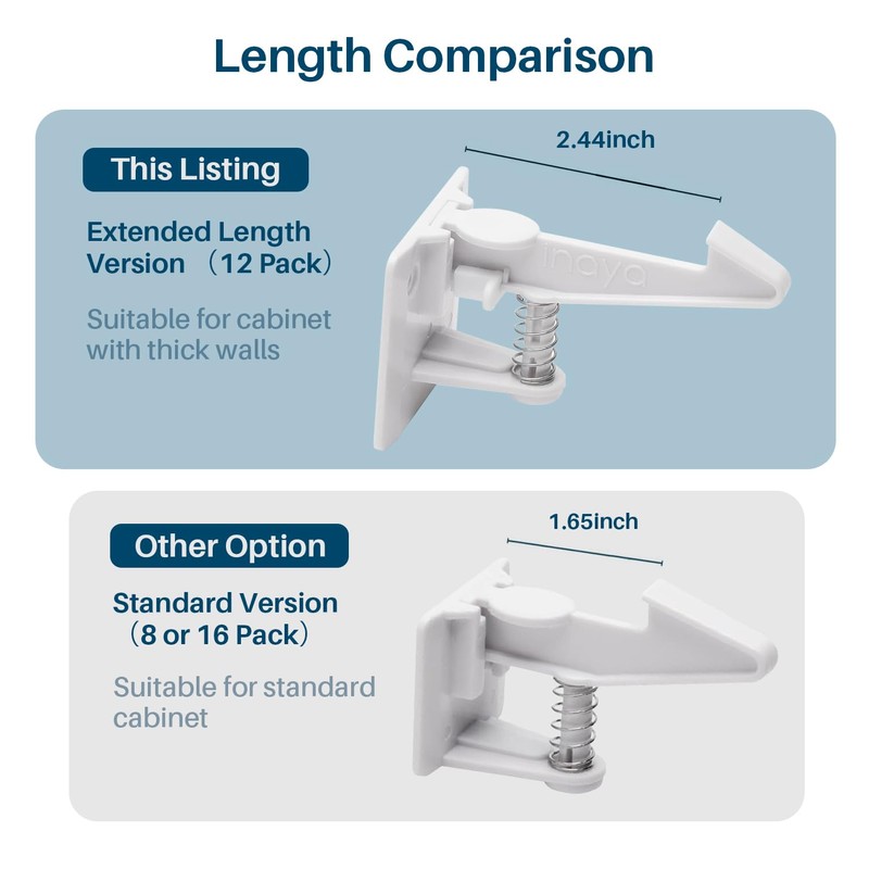 Inaya Cabinet Locks Child Safety Latches (Extended Length) - Baby