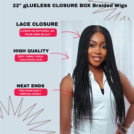 WOW BRAIDS Braided Wigs, Micro Million Braid Wig - Color 1 - 22 Inches. Synthetic Hand Braided Wigs for Black Women.