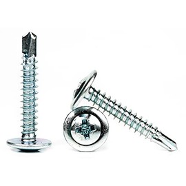 4.2mm x 25mm Self Drilling Wafer Head Screws Steel Self Tapping Screws for Metal Sheets Roofing Windows (Pack of 50)