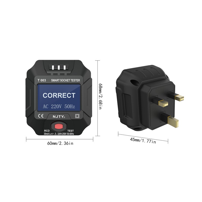 NJTY 220~250V UK Plug Socket Outlet Tester Smart Socket Tester