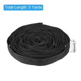 MECCANIXITY 5 Yardas Cinta de Botón a Presión con Doble Hebilla para Coser, Cinta de Algodón con Hebillas para Ropa, Tela y Manualidades, Color Negro