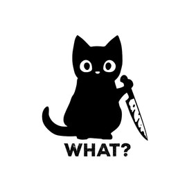 Cat Horror Cute Stickers - Waterproof Decal - Long Lasting - Laptops, Cars, Water Bottles, Wall Art, Mirrors - Fun Gifts (15.5cm x 14cm (6.1" x 5.5"))