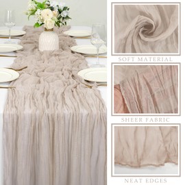 Sunnyline 10FT Rose Brown Cheesecloth Table Runner Boho Gauze Fabric Cheese Cloth Table Runner Decoration Rustic Sheer Runner for Wedding Birthday Baby Shower Party Table Runner Decor (Rose Brown)
