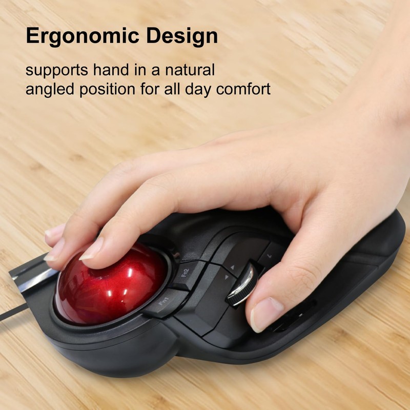 ELECOM HUGE Trackball Mouse, Wired, Finger-Operated, 8-Button Function, Palm Rest