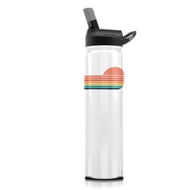 Seriously Ice Cold SIC 27oz Retro Sunset Insulated Water Bottle Thermos, Premium Triple Layer Vacuum Stainless Steel, BPA Free Wide Mouth Lid with Carabiner Clip