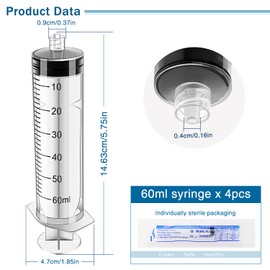 VooGenzek 4 Pieces 60 ml Plastic Liquid Measuring Tool, Individually Packed, Plastic Liquid Filling Tube for Scientific Laboratories, Animal Feeding, Plant Watering