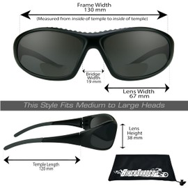 Biker Armour Motorcycle Safety Bifocal Reading Sunglasses Padded Cushion Wrap Around Black Frame Grey Lens +2.00