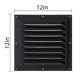2pcs Attic Vent Soffit Vent Aluminum Wall Vent Metal Shed Vent Square Vent Louver Vent Grille with Built-in Insect Screen for Exterior Door House Attic Garage Ceiling (Black 12" x 12"-2 Pack)