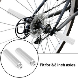 X AUTOHAUX 1 Pair 100x28mm Universal Aluminum Alloy Axle Rear Foot Pegs Footrests for BMX MTB Bike Bicycle Fit 3/8 Inch Axles Silver Tone