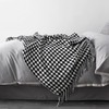 LumiSyne Knitted Throw Blanket with Tassels Houndstooth Bohemian Check Soft
