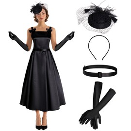 Itdespln Women's 1950s Audrey Hepburn Style dress Vintage Swing Cocktail Dresses Tea Party Outfits(Z3879,L)