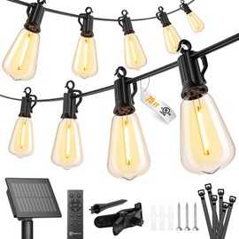 Brightown Solar String Lights Outdoor Waterproof 75FT with 35 Shatterproof ST38 LED Bulbs, 2700K Solar Lights Outdoor with Remote, Solar String Lights for Outside, Camping, Yard, Party Decor