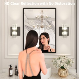 LOAAO 22"X30" Black Rectangle Bathroom Mirror Wall, Matte Black Aluminum Alloy Frame, Hangs Vertically or Horizontally, Easy to Install