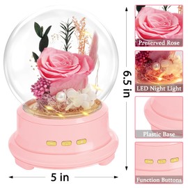 JIGQGY Preserved Rose Flowers Gifts for Women, Forever Flower Gift with Bluetooth Speaker for Mother’s Day, Birthday, Anniversary, Weddings, Real Flowers Gifts for Mom, Wife, Daughter (Pink)