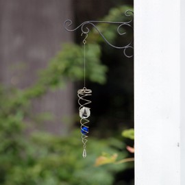 Relaxdays Wind Chime with Glass Balls Metal Hanging Decoration for Indoor & Outdoor H46 x D 5 cm Suncatcher Silver Blue
