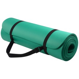 Signature Fitness All Purpose 1/2-Inch Extra Thick High Density Anti-Tear Exercise Yoga Mat with Carrying Strap and Yoga Blocks, Green