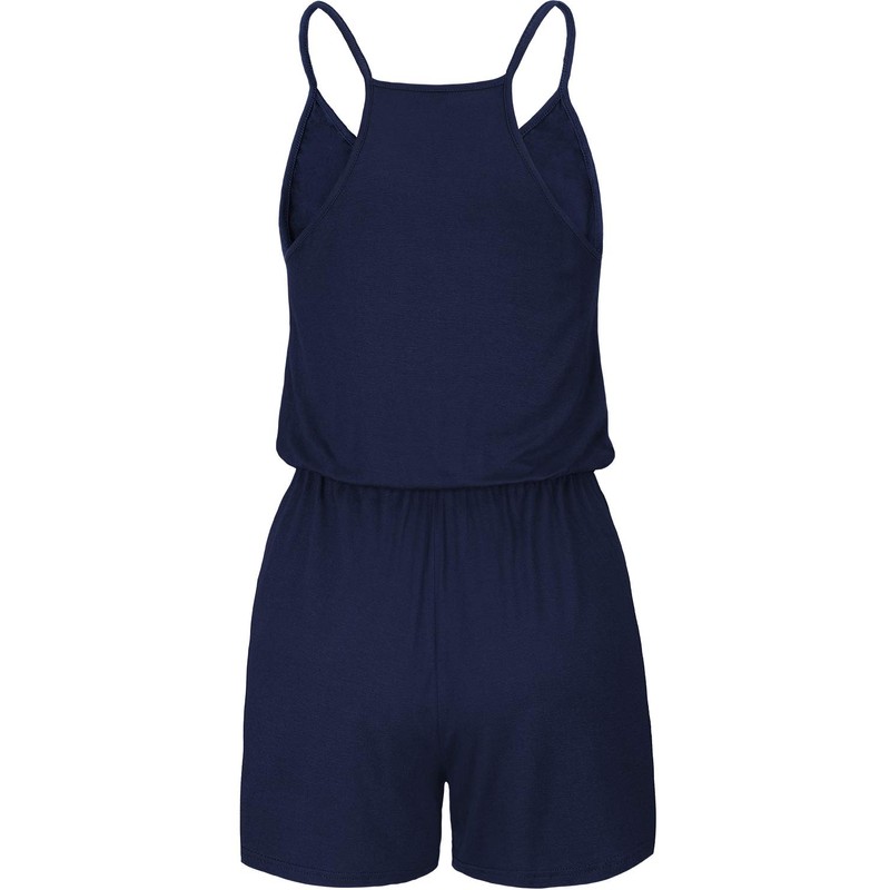 STYLEWORD Womens Summer Beach Playsuits Solid Colour Spaghetti Strap Casual