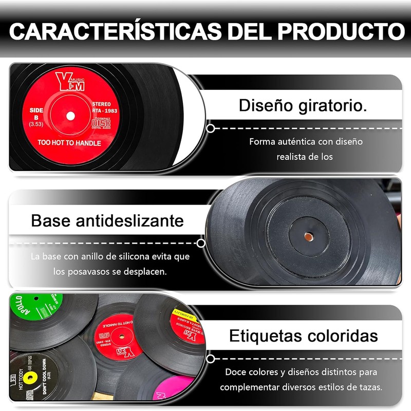 hartas Posavasos Antideslizantes ABS para Escritorio 12 Piezas, Portavasos de
