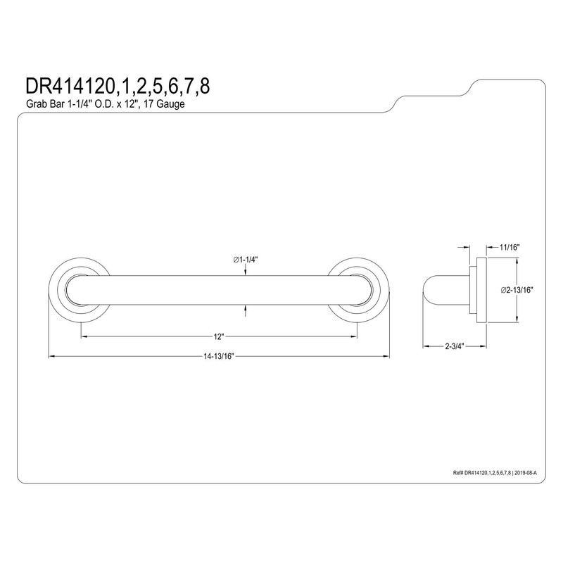 Kingston Brass DR414122 Designer Trimscape Manhattan Decor 12-Inch Grab Bar