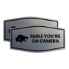 Fancy Smile You're On Camera Sign (Brushed Silver) - Large