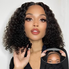Glueless Wigs Human Hair Pre Plucked Pre Cut water Wave Bob Wig Human Hair Wear and Go Wig 4x4 HD Lace Closure Wigs for Beginners Upgraded No Glue 150% Density Natural Color (10 inch)
