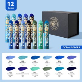 Paul Rubens Oil Pastels, 12 Sea Colors Super Jumbo HaiYa Artist Soft Oil Pastels Vibrant and Creamy, Art Supplies for Artists, Beginners, Students, Art Painting Drawing