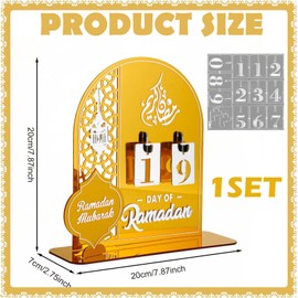 Gzcnsel Ramadan 2025 Countdown Calendar - 30-Day Acrylic Eid Mubarak Advent Table Decor, Reusable Home & Essential Party Supplies for Islam Muslim Festivities