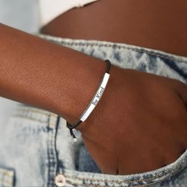 Blue Drop Be Kind of a B Tube Bracelet Adjustable Hand Braided Wrap Stainless Steel Inspirational Gifts Jewelry Gifts - Black & Gold