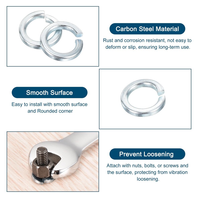 sourcing map 9/16" Split Lock Washer, 25Pcs Carbon Steel Spring