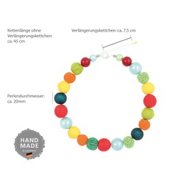 Feliss Handmade: Ketten aus Perlen, Halskette Damen. Statement Kette 45 cm lang in Boho Style. Choker Halsband, aesthetic Necklace Schmuck. Beads Perlenkette für Frauen in bunt mit Glasperlen