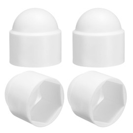sourcing map 4Pcs Hex Nut Cover, M24x36x45mm Plastic Dome Nut Protection Cap Hex Screws Bolt Covers for Indoor Outdoor Furniture Automotive Bolts Decoration, White