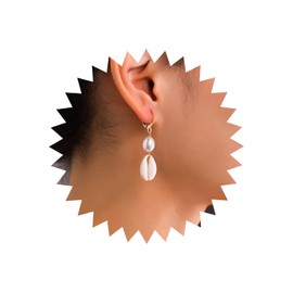 TseenYi Pearl Shell Dangle Earrings Cowrie Shell Dangle Earrings Vintage Pearl Drop Hoop Earrings Gold Seashell Drop Earrings Pearl Cowrie Dangling Earrings Jewelry for Women and Girls