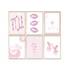 6Pcs Pink Coquette Wall Art How Lucky Are We Stripe