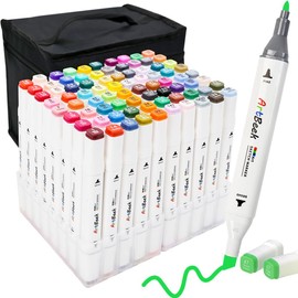 ArtBeek 80 Color Alcohol Markers Set, Coloring Markers for Adult Coloring Books No Bleeding, Dual Tip (Chisel & Fine Tip)