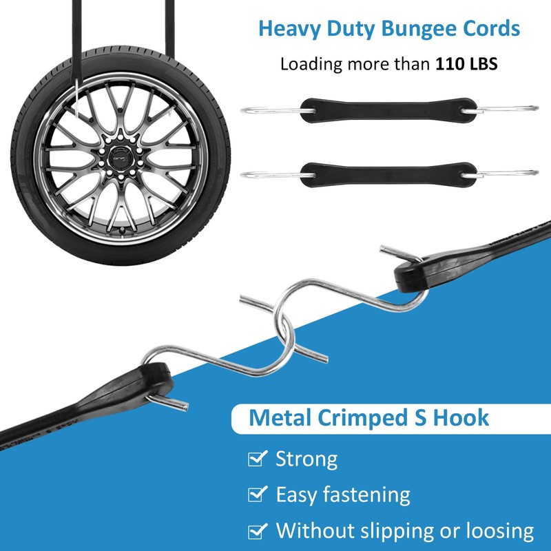 Boocalny 6 Inch Rubber Bungee Cords with Hooks, 10 Pack